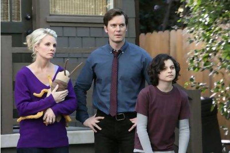 The Braverman family with Monica Potter as Kristina, Peter Krause as Adam and Max Burkholder as Max. Danny Feld / NBC