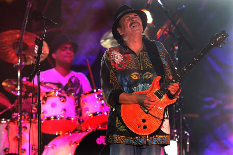 Carlos Santana collapsed while he was performing in Michigan. AP