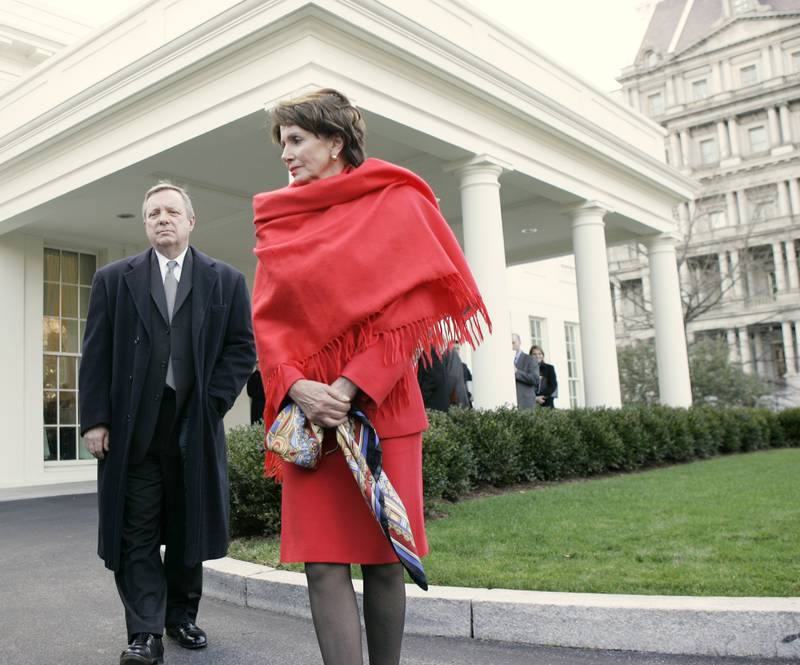 Ms Pelosi and Democratic Senator Richard Durbin in 2007. AP