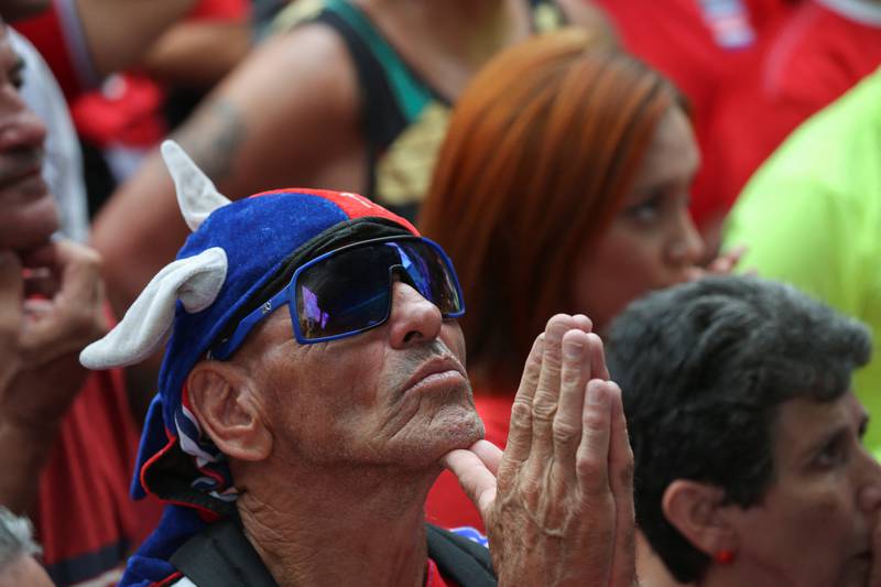 Costa Rica fan reacts while watching the match. Reuters