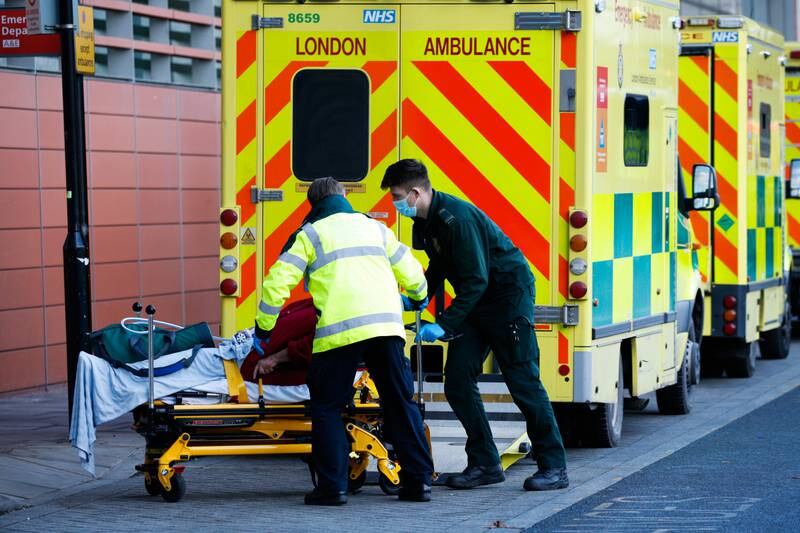 Paramedics wheel a patient into the emergency department of the Royal London Hospital in London, UK. The Delta variant more than doubles the risk of hospitalisation from Covid-19, a new study published in The Lancet says.
