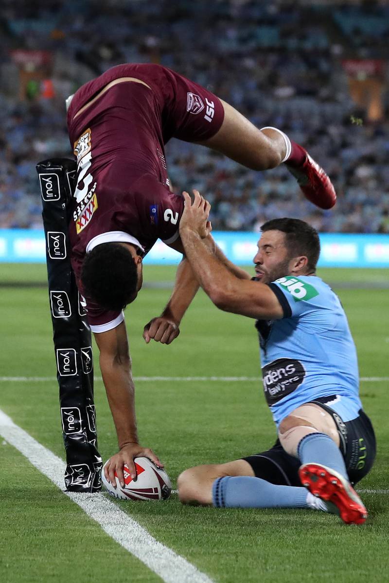 Xavier Coates scores a try for Queensland Maroons during Game 2 of the State of Origin series clash against New South Wales Blues and the at ANZ Stadium in Sydney, on Wednesday, November 11. Getty
