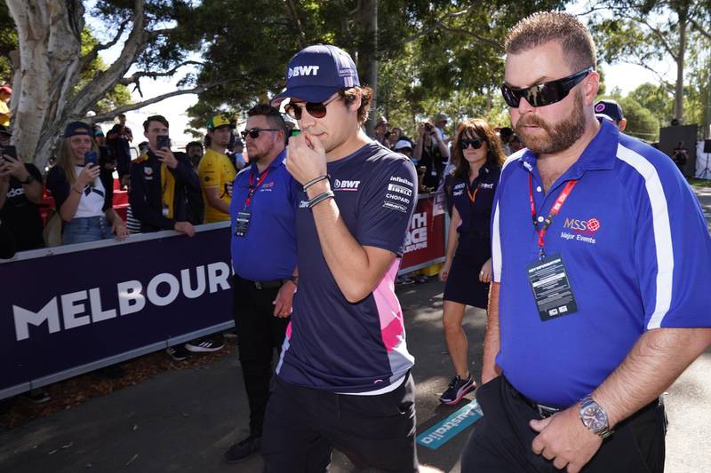 Racing Point driver Lance Stroll arrives ahead of the Formula 1 Australian Grand Prix 2020.