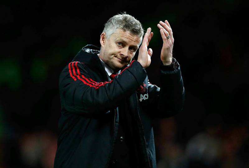 Manchester United manager Ole Gunnar Solskjaer applauds supporters after their defeat at home. Martin Rickett / AP Photo
