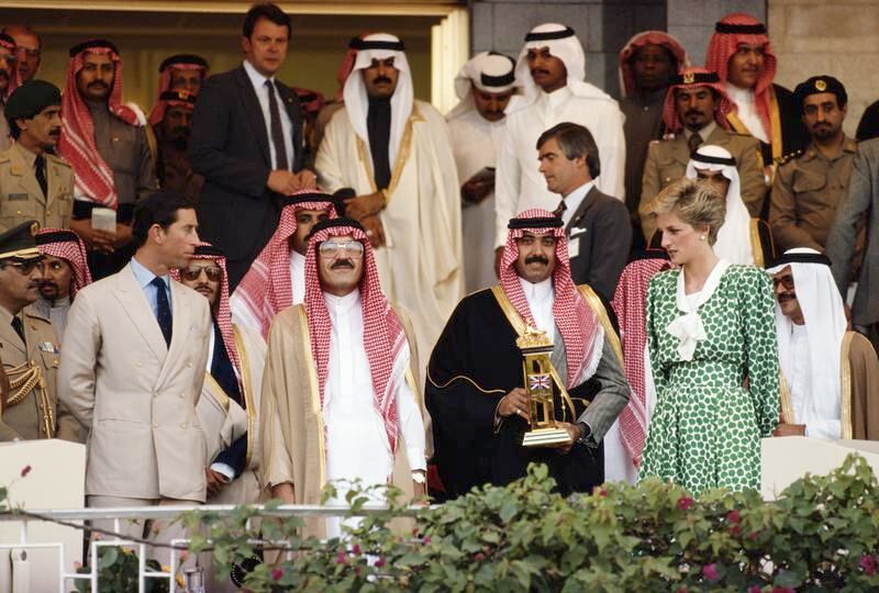 The Prince and Princess of Wales on a visit to Riyadh in November 1986. 
