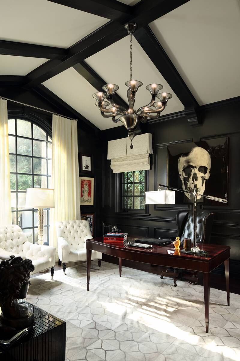 The monochrome home office. Photo: Sotheby’s International Realty