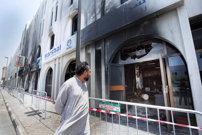 DUBAI, UNITED ARAB EMIRATES - Aftermath of fire that erupted yesterday  near Siddique Metro Station, Deira. Ruel Pableo for The National