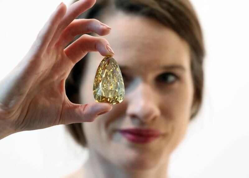 The Golden Canary diamond was unveiled at Sotheby's Dubai ahead of its world tour. Chris Whiteoak / The National