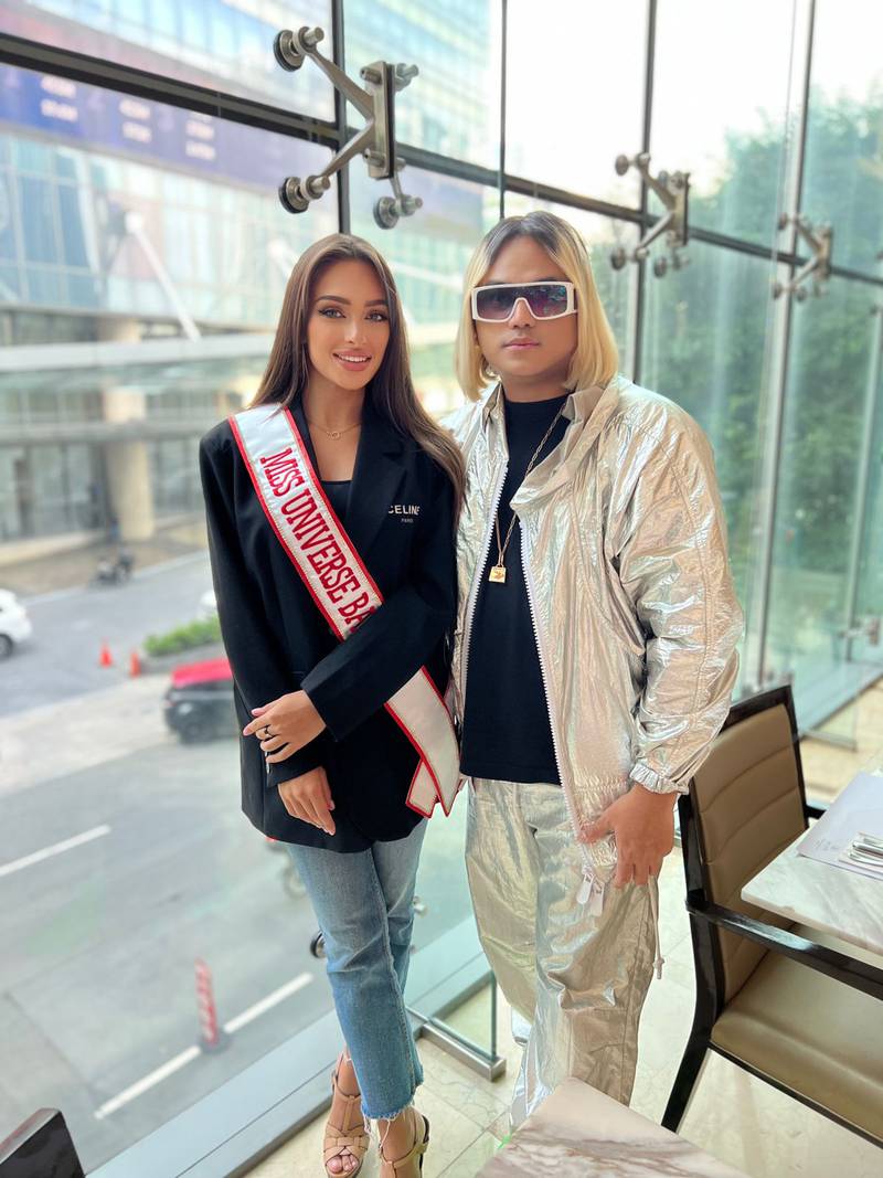 Miss Universe Bahrain Evlin Khalifa with national director Josh Yugen in Manila. Photo: Miss Universe Bahrain