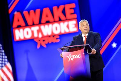 Hungarian Prime Minister Viktor Orban addresses delegates attending the Conservative Political Action Conference in Dallas, Texas. Bloomberg