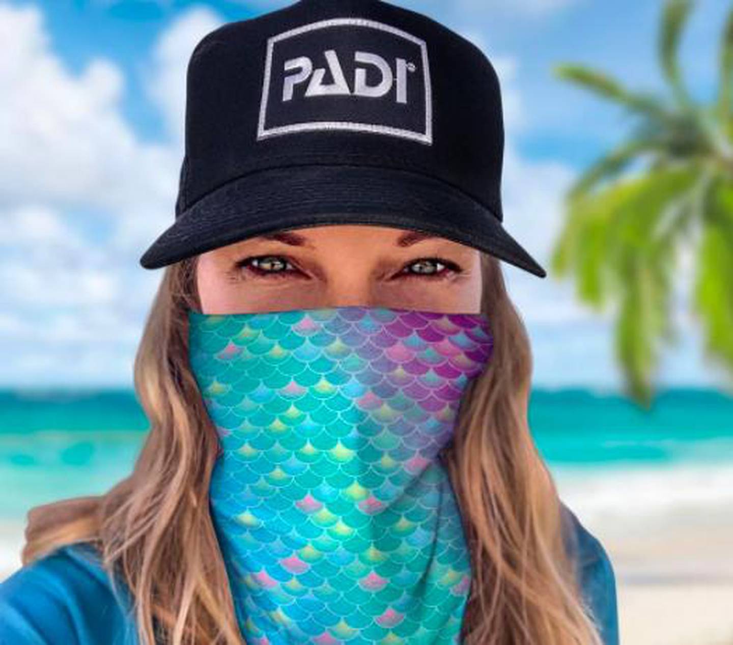 These face guards offer protection against virus transmission and the sun, and help the ocean at the same time. Courtesy Padi 