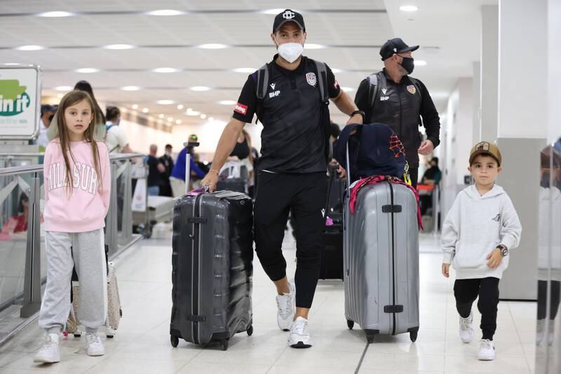 Footballer Bruno Fornaroli of Perth Glory arrives back in Western Australia from Melbourne. Getty Images
