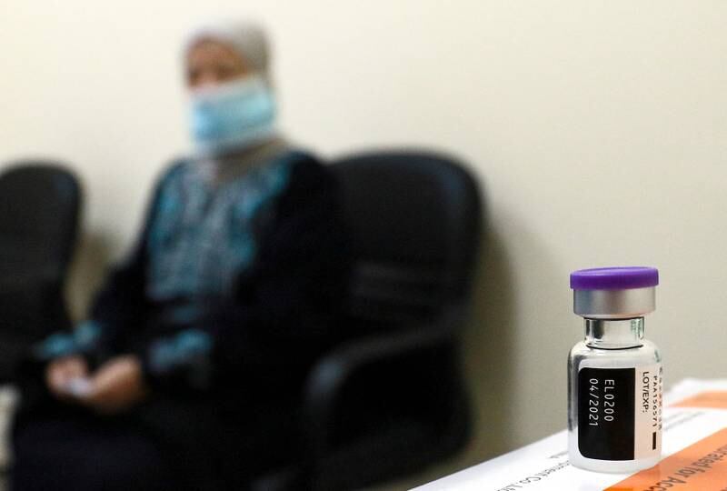 A vial of the Sinopharm Covid-19 vaccine at a vaccination centre in Amman. Photo: AFP