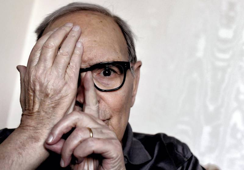 Italian composer Ennio Morricone poses during an interview in Rome on July 3, 2017. (Photo by TIZIANA FABI / AFP)