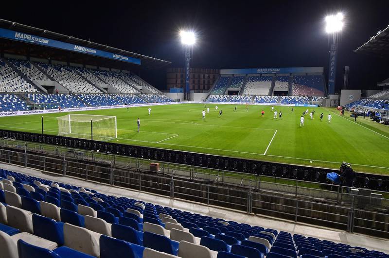 Tthe empty Mapei stadium during the Serie A match between Sassuolo and Brescia. AP