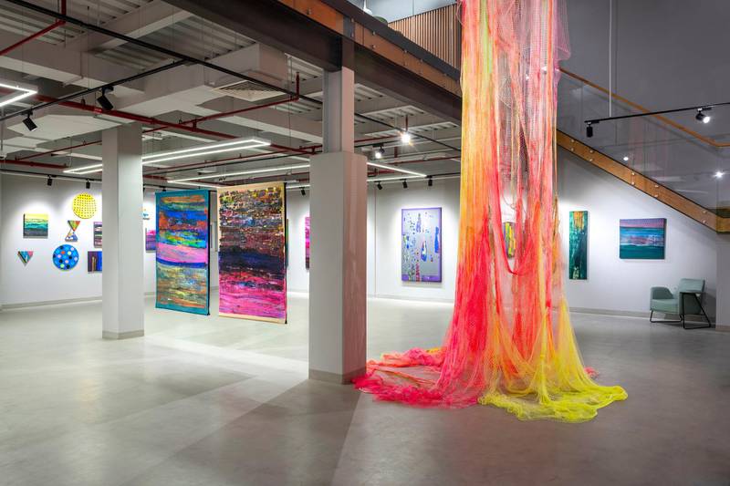I Write in Colour includes more than 35 artworks by Makki, including her abstract neon paintings. Courtesy the artist and Aisha Alabbar Art Gallery