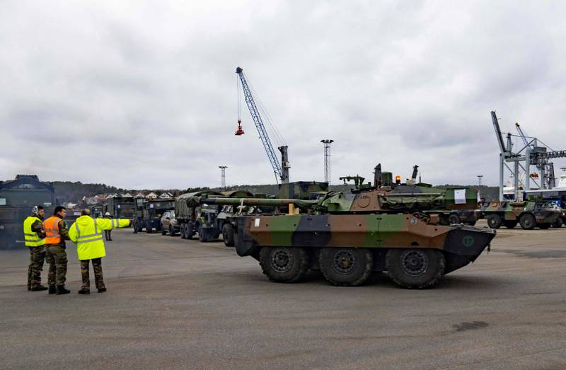 Armoured vehicles from Nato's rapid reaction force are stationed in Norway for military exercises. AFP