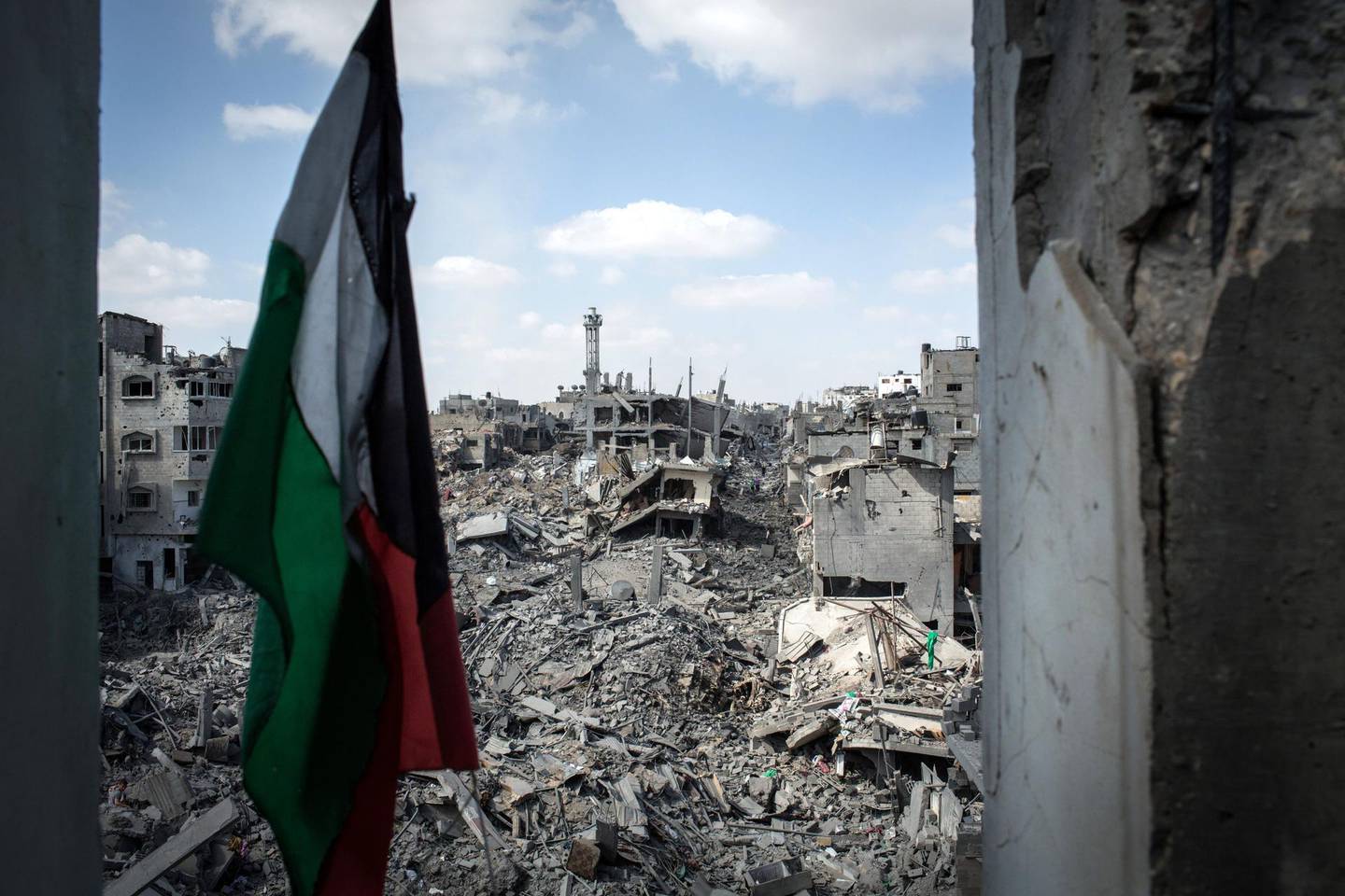 The devastated neighbourhood of Shejaiya in eastern Gaza city. Shejaiya saw some of the heaviest fighting of the war as Israel troops entered the district during their ground offensive.
