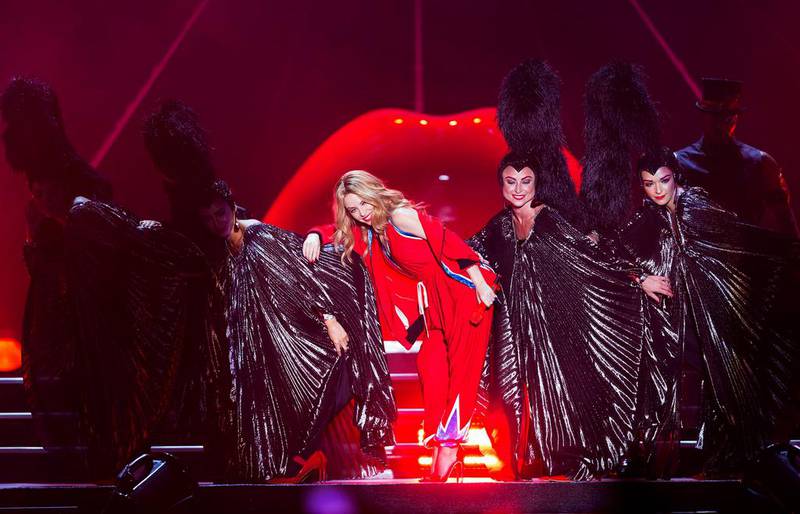 Kylie Minogue performs at The Dubai World Cup at Meydan in Dubai. Neville Hopwood / Getty Images