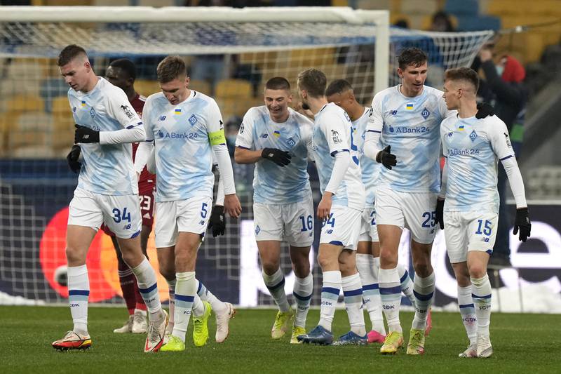 Dinamo Kiev players celebrate their goal. Getty