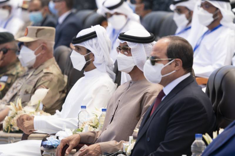 Sheikh Mohamed with Mr El Sisi at the inauguration ceremony.