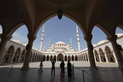 People visit the Sheikh Zayed Mosque in Fujairah on the second day of Ramadan, the month of fasting. AFP