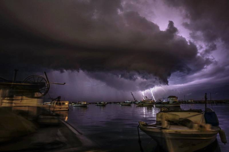 Lightning over the Mediterranean Sea near Tripoli, Lebanon. AFP