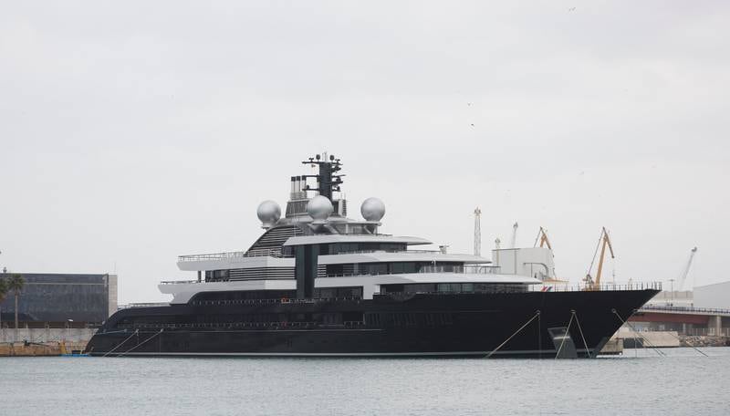'Crescent', which is believed to belong to Russian oligarch Igor Sechin, is seen docked at Marina Port Tarraco in Tarragona, Spain. Reuters