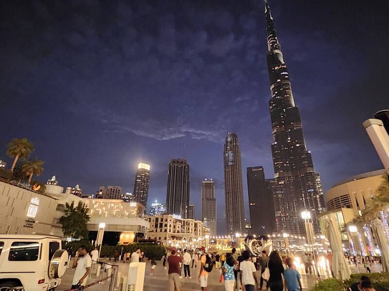 The Burj Khalifa and Souq Al Bahar are seen in Downtown Dubai.
