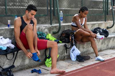 Lebanon's fastest man and woman (Nour Hadid and Aziza Sbaity) are training partners and good friends. They are both competing for the one 'Universality' place reserved for Lebanon at the Tokyo Olympics. (Matt Kynaston)