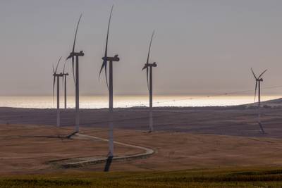 Wind turbines at the West Coast One wind farm near Vredenburg, South Africa. Bloomberg