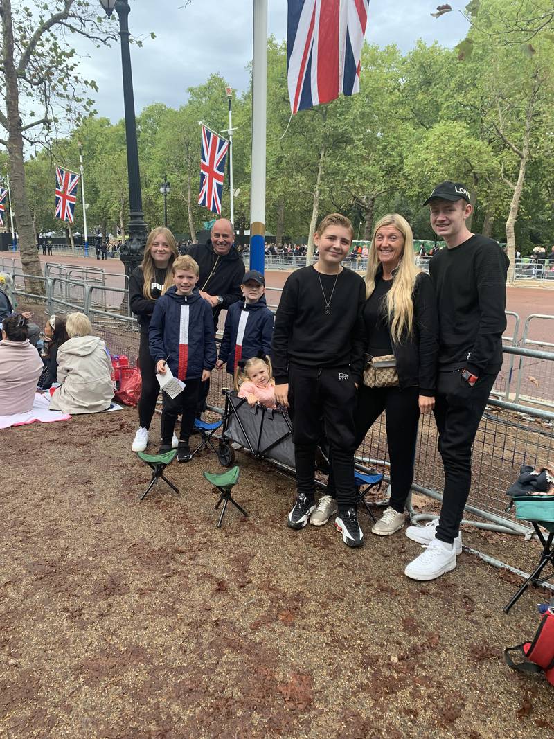 Chantelle Cahill and her six children rose at 5am to secure front-row positions on The Mall to watch the procession. Photo: The National