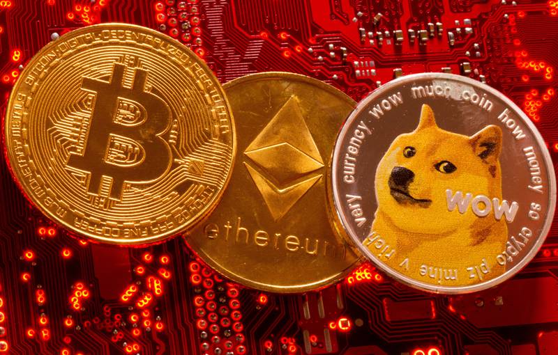 Representations of cryptocurrencies Bitcoin, Ethereum and DogeCoin. Reuters