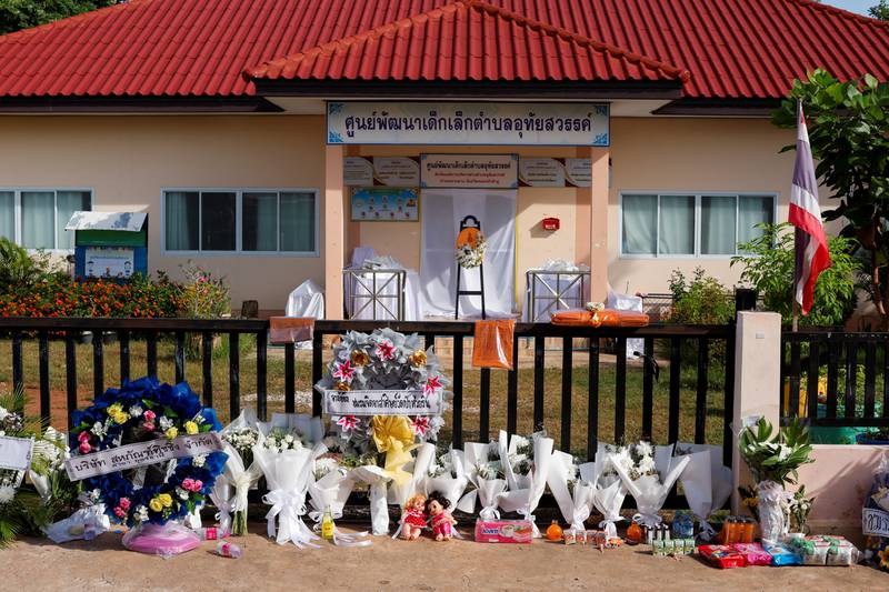 A makeshift memorial outside the nursery. Reuters