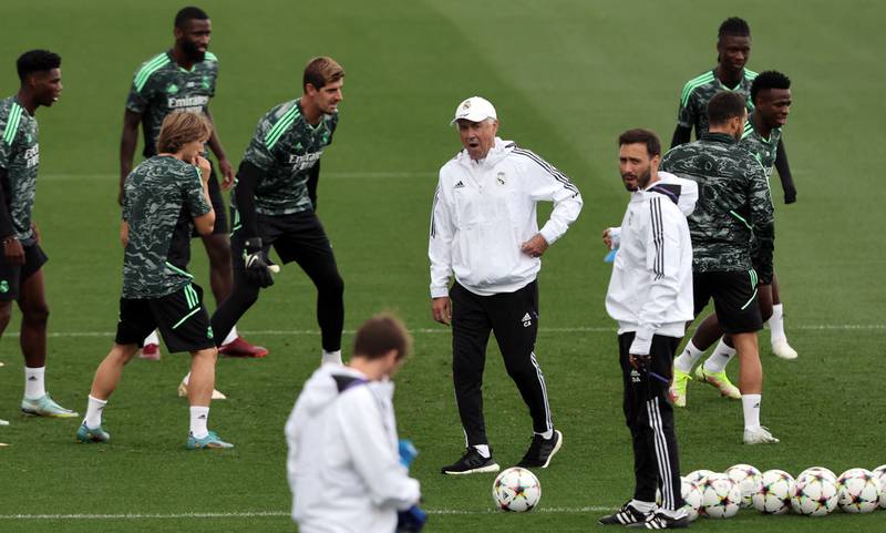 Real Madrid's Italian manager Carlo Ancelotti during training. AFP