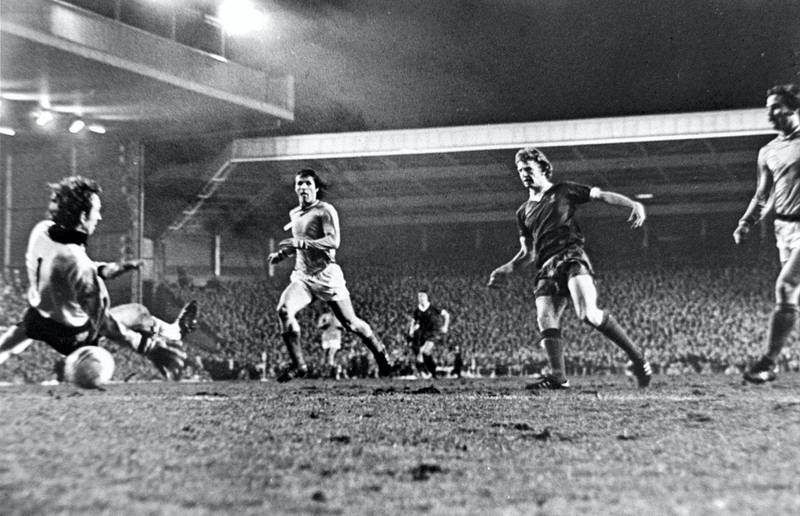 LIVERPOOL, ENGLAND - MARCH 16:  (THE SUN OUT)  David Fairclough of Liverpool who as the famous 'super sub' comes on and scores one of the most important goals in the club's history as he nets the final goal of the match to win the match and tie during the European Cup Quarter-Final Second Leg match between Liverpool and St Etienne held on March 16, 1977 at Anfield, in Liverpool, England. Liverpool won the match 3-1, winning the tie 3-2 on aggregate. (Photo by Liverpool FC via Getty Images)