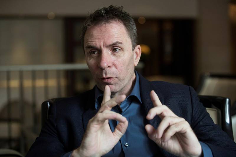 FILE PHOTO: Jozsef Varadi, Chief Executive Officer of Wizz Air speaks during an interview in London, Britain April 30 2019. REUTERS/Simon Dawson/File Photo
