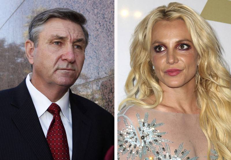 Jamie Spears, left, father of Britney Spears, agreed to step down from the conservatorship that has controlled her life and money for 13 years. AP
