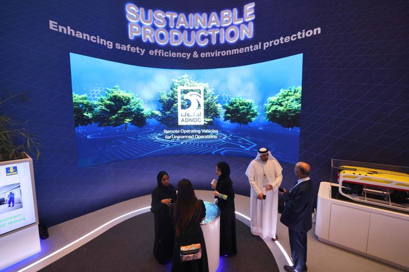 Delegates at the UAE Climate Tech conference in Abu Dhabi, where Adnoc launched the competition. AFP