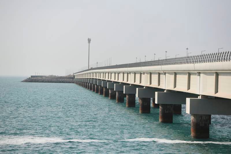 The UAE's first marine rail bridge at Khalifa Port, Abu Dhabi. Photo: Khushnum Bhandari / The National