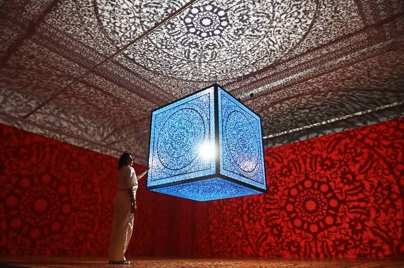 An immersive installation called 'All the Flowers are For Me' created by Pakistani-American artist Anila Quayyum Agha, on display at the Shirley Sherwood Gallery at Kew Gardens in London. EPA