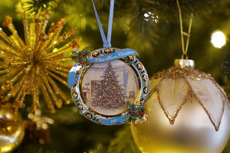 The White House Historical Association's 2021 Christmas tree ornament that honours former president Lyndon Johnson. AP