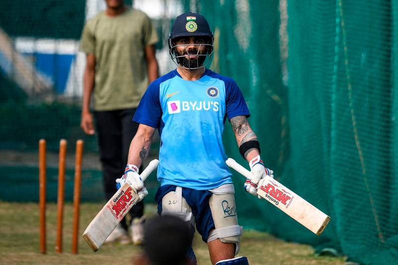India captain Virat Kohli trains at the Rajiv Gandhi International Cricket Stadium in Hyderabad for the first T20 against the West Indies, scheduled to be played on Friday. AFP