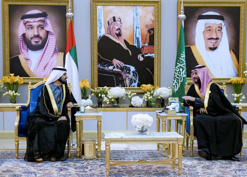 Sheikh Mohammed bin Rashid in Riyadh leading the UAE’s delegation to the 42nd GCC summit. Sheikh Mohammed was received by Saudi Arabia's Crown Prince Mohammed bin Salman upon arrival. Dubai Media Office