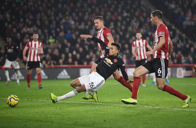Mason Greenwood scores Manchester United's second goal. Getty