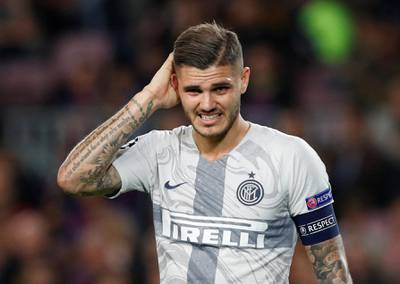 Inter Milan captain Mauro Icardi looks dejected after the match. Reuters