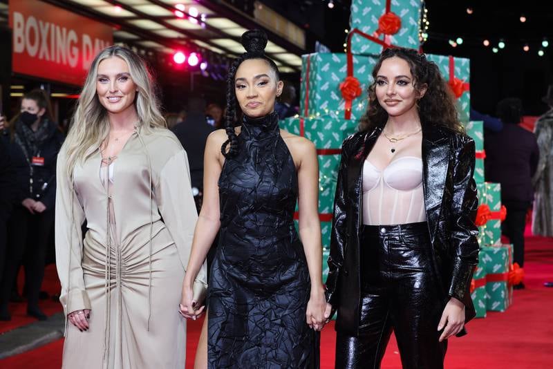 'Little Mix' band members, from left, Perrie Edwards, Leigh-Anne Pinnock and Jade Thirlwall at the Curzon Mayfair cinema in London in November 2021. EPA