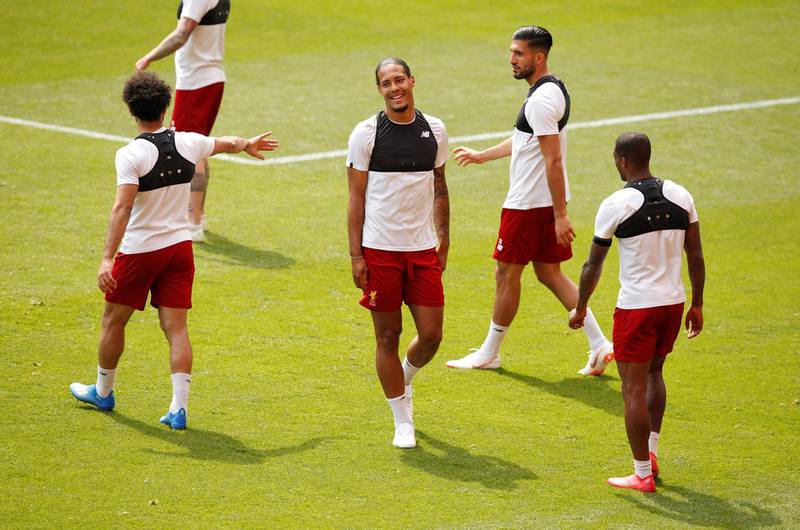 Liverpool's Virgil van Dijk during training. Andrew Yates / Reuters
