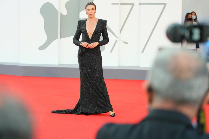 Festival hostess Anna Foglietta chose a slick dress by Etro. Getty Images