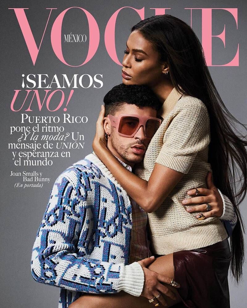 Bad Bunny and Joan Smalls on the April 2020 cover of 'Vogue' Mexico. Instagram / Vogue Mexico  